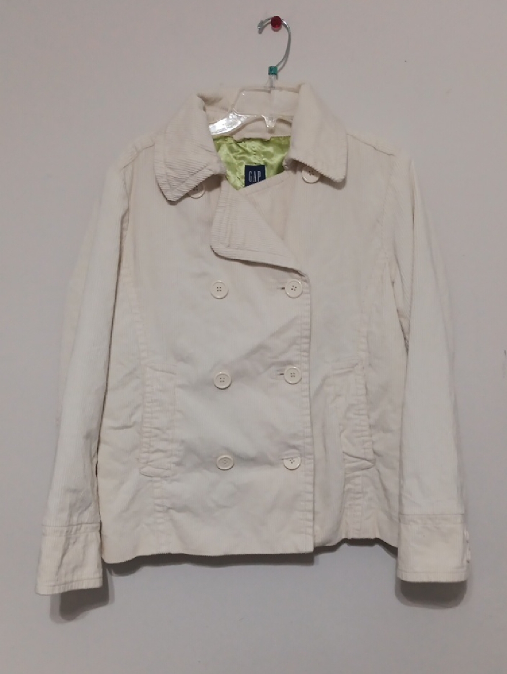GAP Double-Buttoned Cream Pea Coat